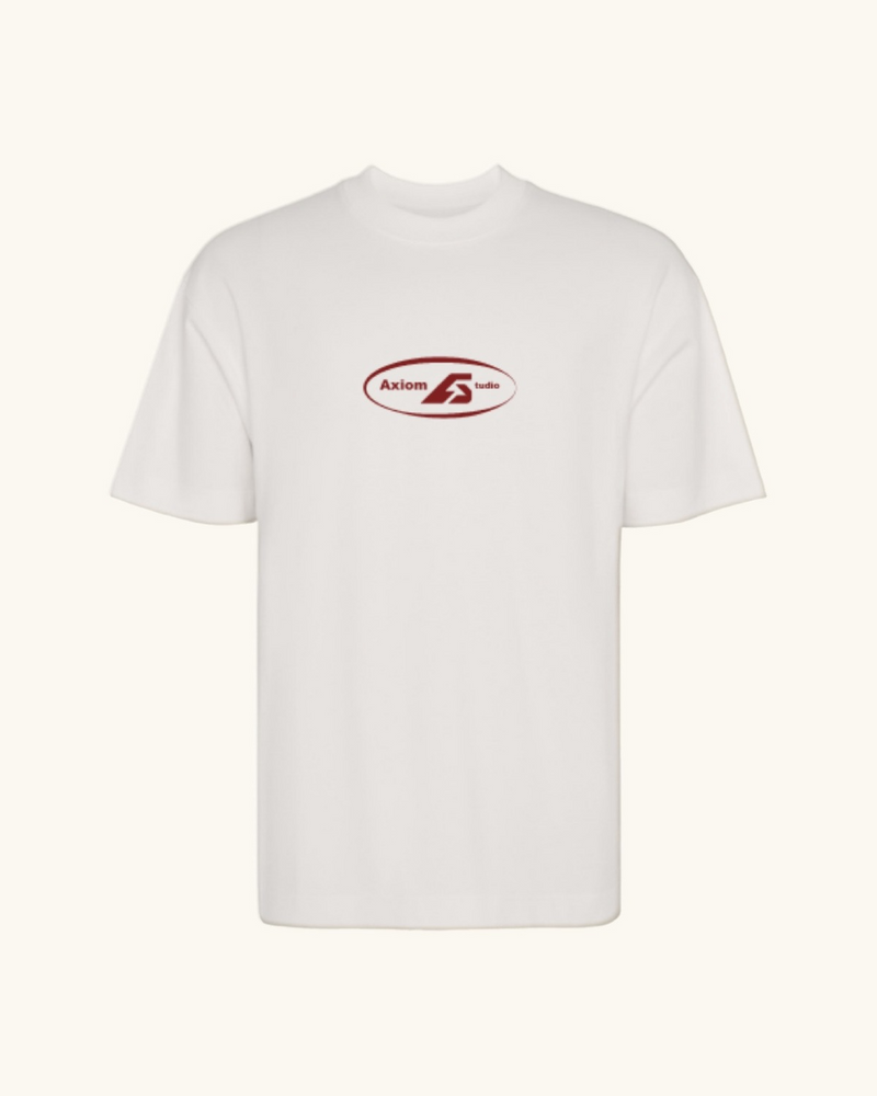 COR x Axiom Studio — camiseta blanco vintage con QR personalizable, vista frontal | Axiom Studio