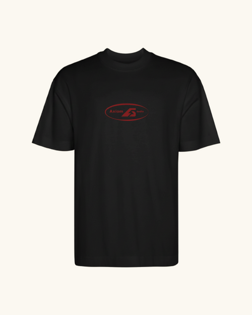 COR x Axiom Studio — camiseta negro con QR personalizable, vista frontal | Axiom Studio
