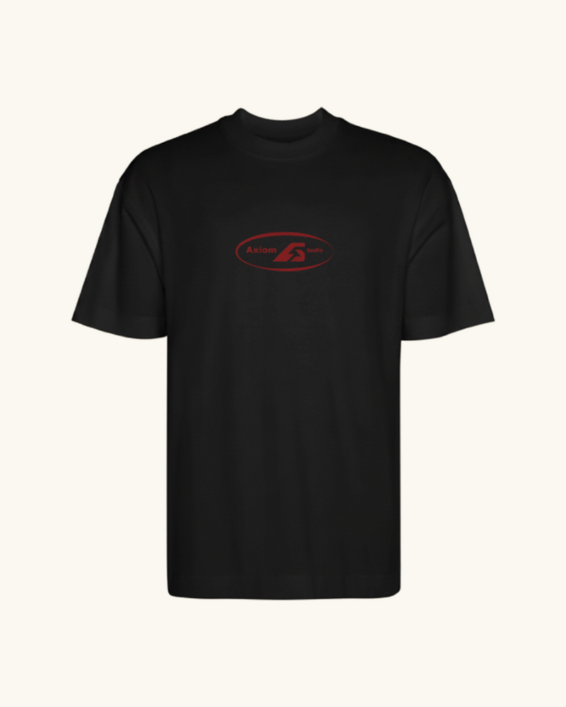 COR x Axiom Studio — camiseta negro con QR personalizable, vista frontal | Axiom Studio