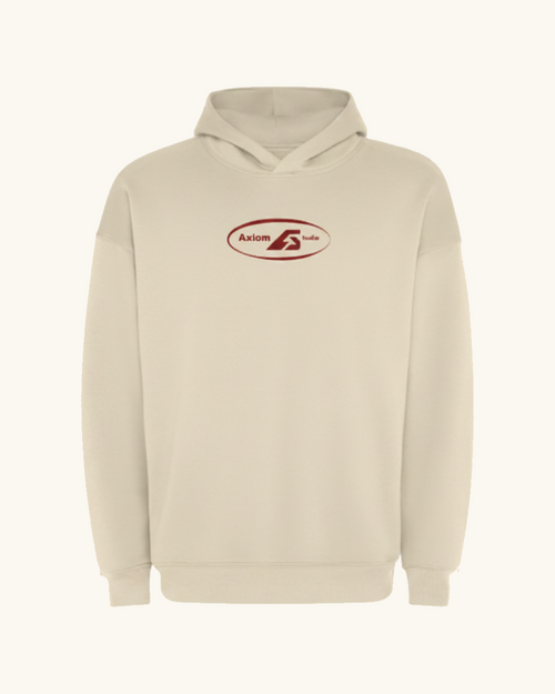 COR x Axiom Studio — sudadera angora con QR personalizable, vista frontal | Axiom Studio