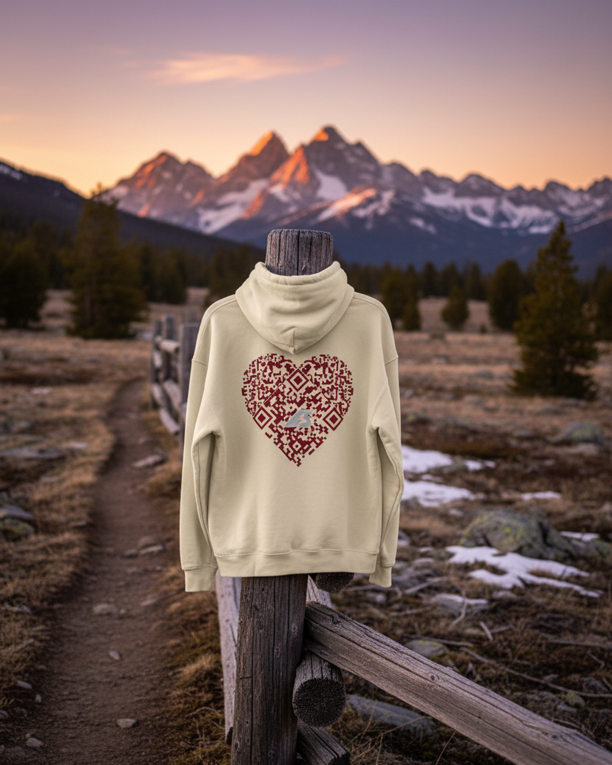 COR x Axiom Studio — sudadera angora con QR personalizable, detalle de la prenda | Axiom Studio