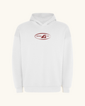 COR x Axiom Studio — sudadera blanco con QR personalizable, vista frontal | Axiom Studio