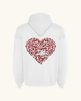 COR x Axiom Studio — sudadera blanco con QR personalizable, detalle del diseño | Axiom Studio