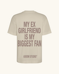 EX-GIRLFRIEND — camiseta streetwear «My Biggest Fan» en arena, vista frontal | Axiom Studio