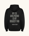 EX-GIRLFRIEND — sudadera streetwear «My Biggest Fan» en negro, vista frontal | Axiom Studio