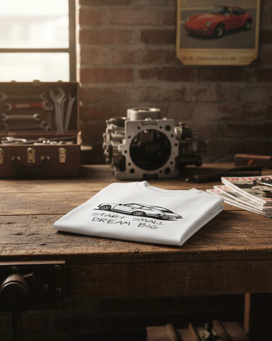 DREAM IT — camiseta blanco estilo motorsport, drop edición limitada, detalle de la prenda | Axiom Studio