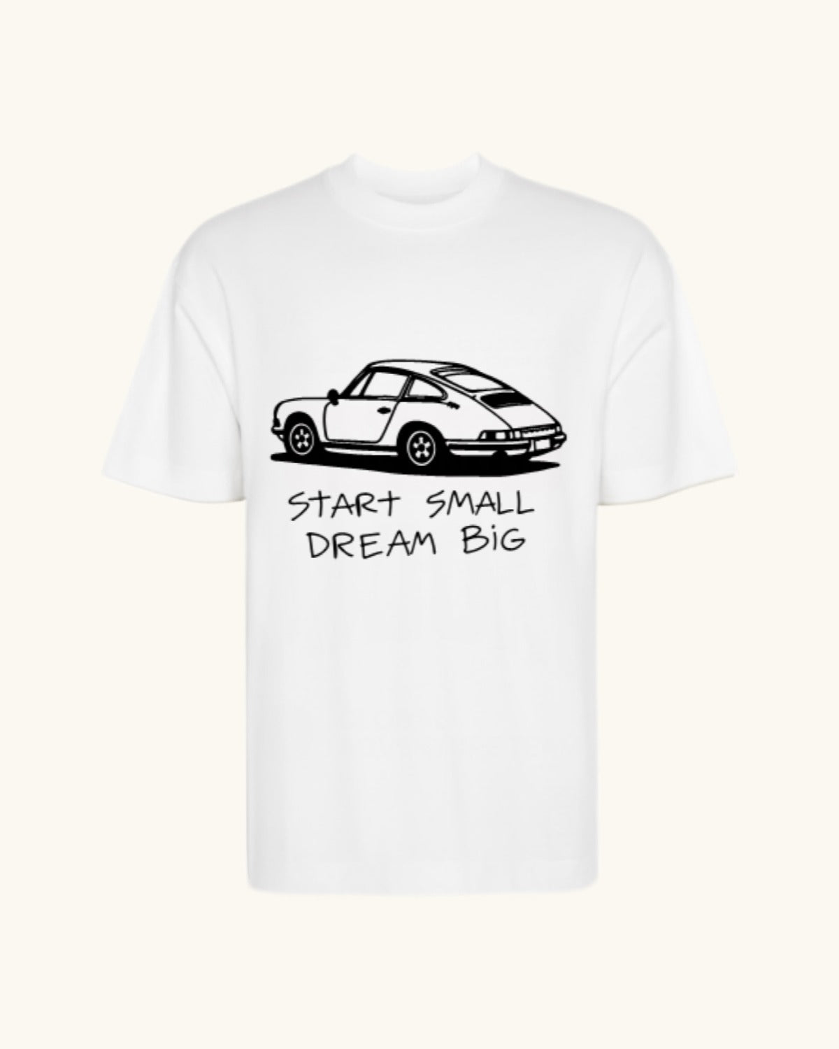 DREAM IT — camiseta blanco estilo motorsport, drop edición limitada, vista frontal | Axiom Studio
