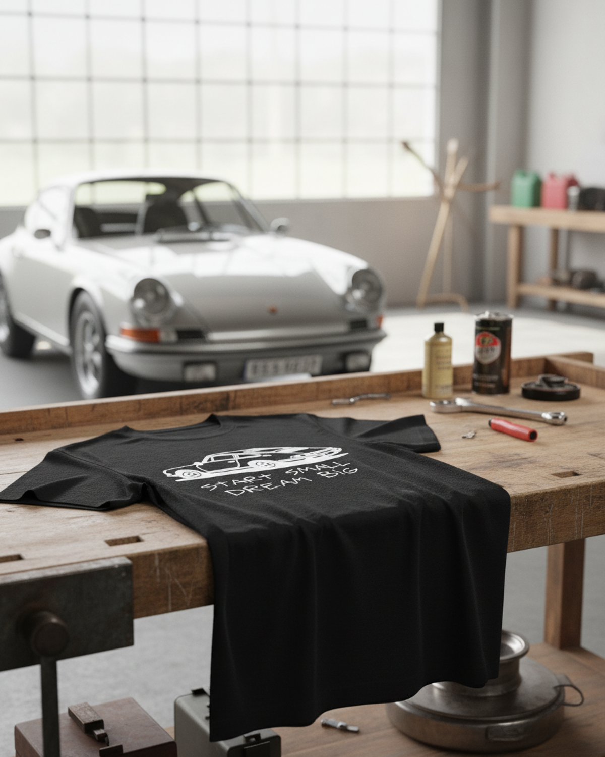 DREAM IT — camiseta negro estilo motorsport, drop edición limitada, detalle de la prenda | Axiom Studio
