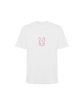 Camiseta SOBETEO SPIDER blanca de frente, con el dibujo a una línea en el centro del pecho