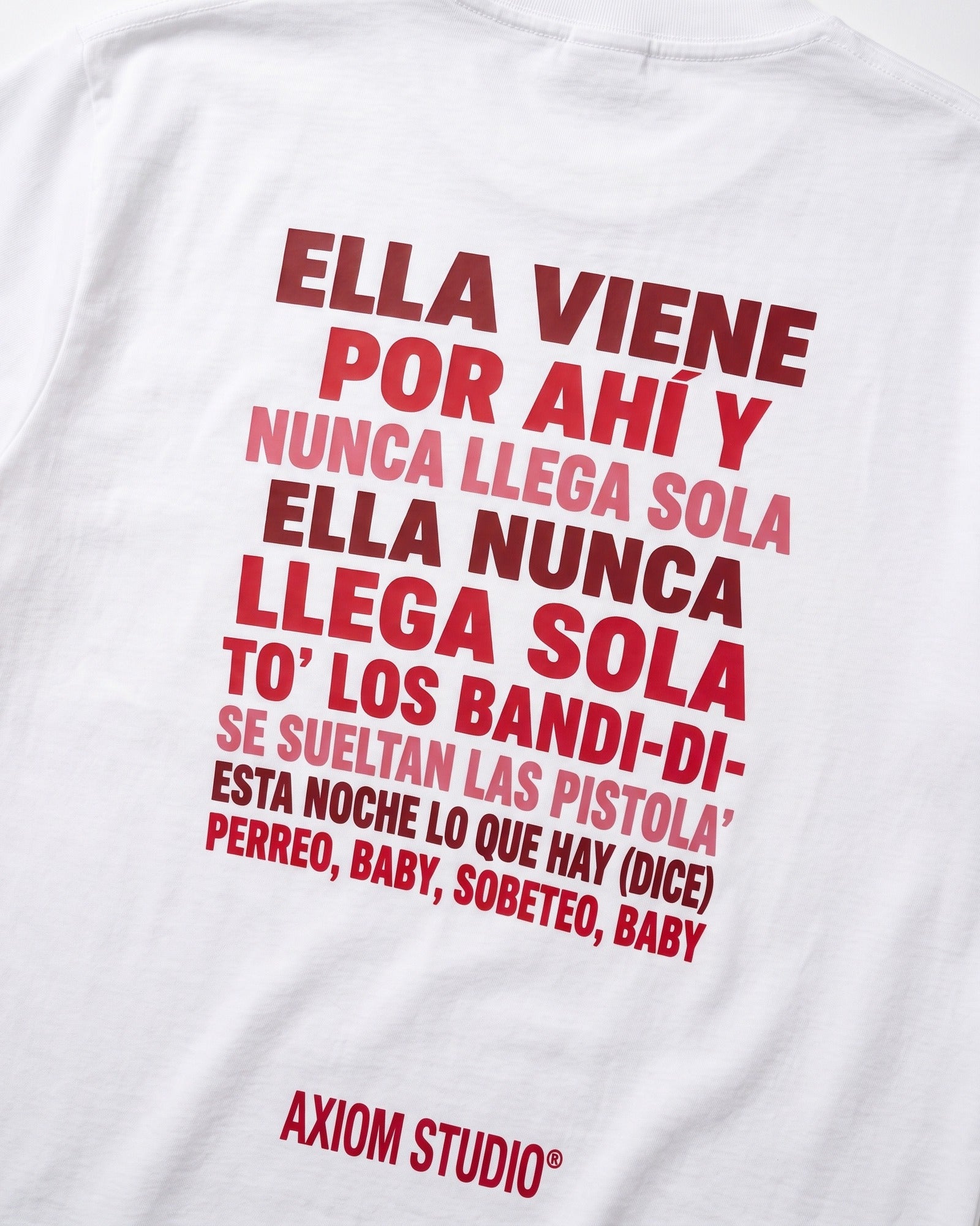 Detalle del estampado de la espalda de la camiseta SOBETEO SPIDER blanca