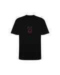 Camiseta SOBETEO SPIDER negra de frente, con el dibujo a una línea en el centro del pecho