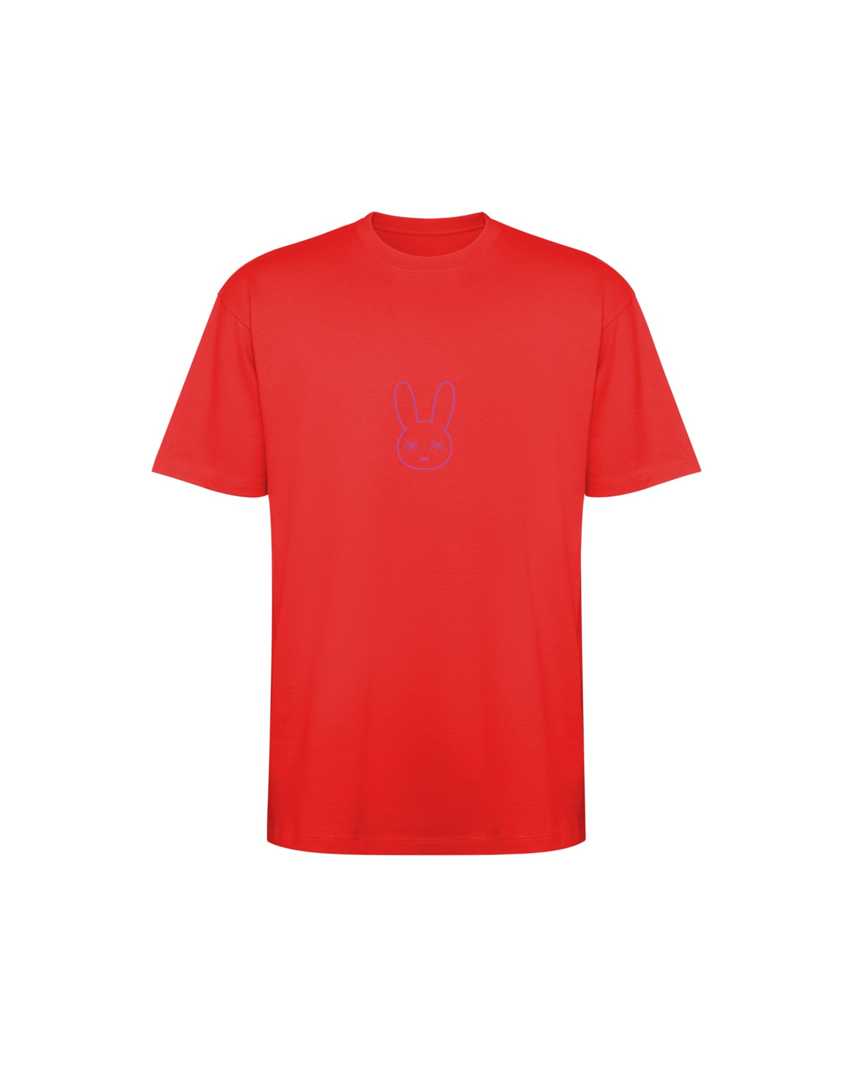 Camiseta SOBETEO SPIDER roja de frente, con el dibujo a una línea en el centro del pecho